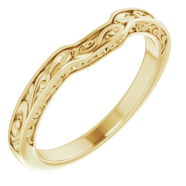 14K Yellow Sculptural-Inspired Matching Band  