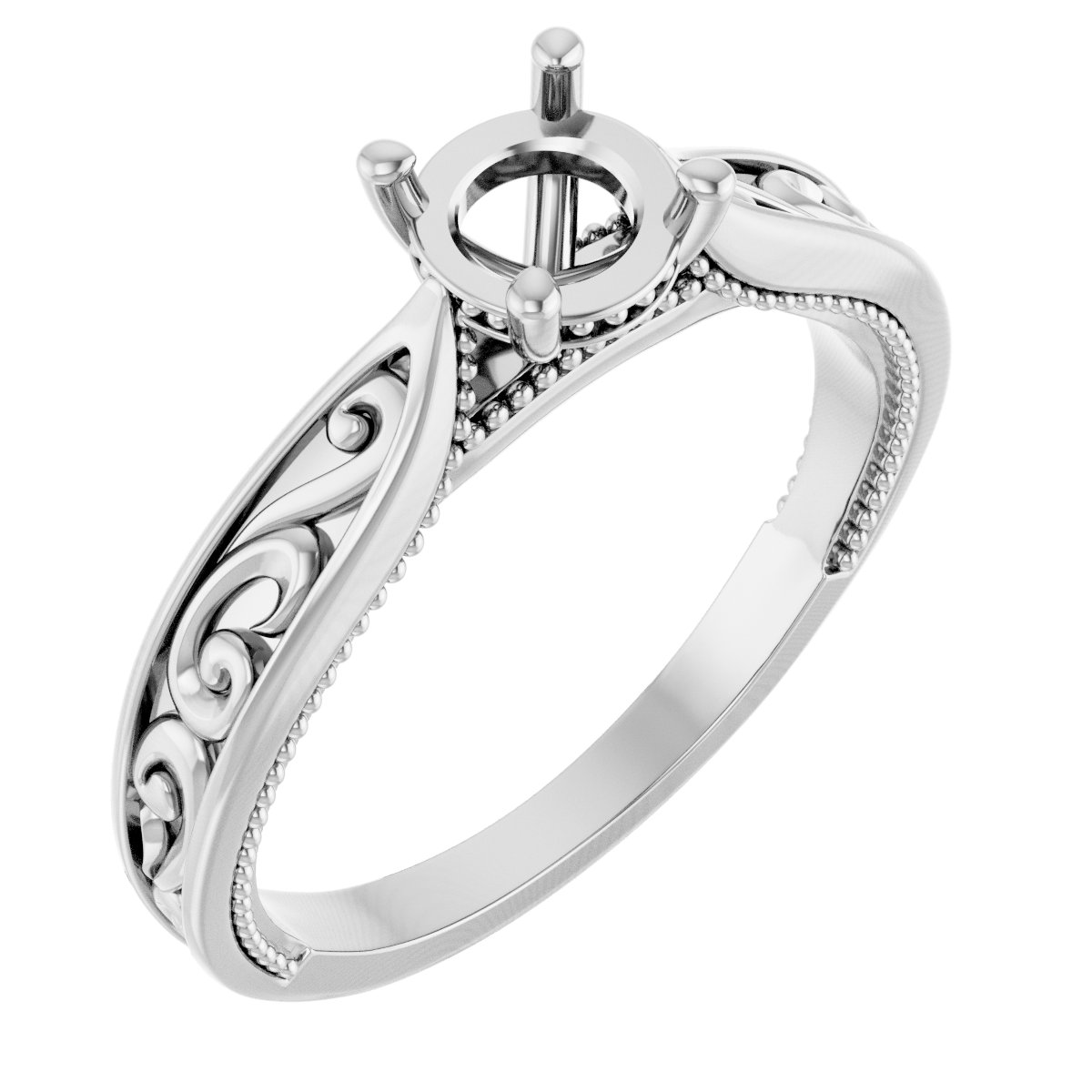 Solitaire Vintage-Inspired Engagement Ring or Band