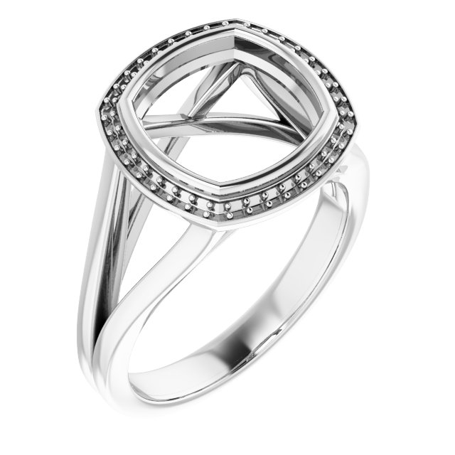 Bezel-Set Halo-Style Engagement Ring