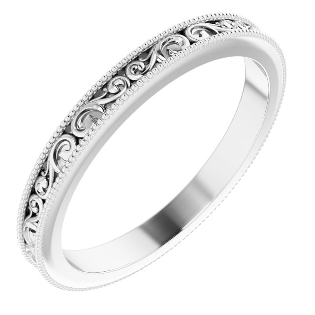 14K White 2.5 mm Sculptural-Inspired Band Size 7