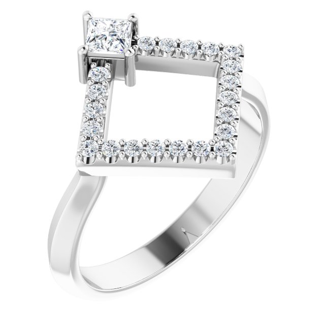 Platinum Natural White Sapphire & 1/5 CTW Natural Diamond Geometric Ring