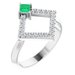 Sterling Silver Natural Emerald & 1/5 CTW Natural Diamond Geometric Ring
