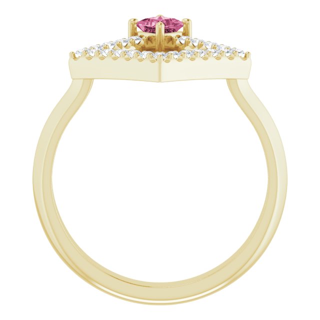 14K Yellow Natural Pink Tourmaline & 1/5 CTW Natural Diamond Geometric Ring