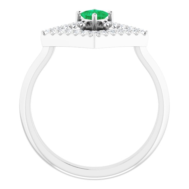 Sterling Silver Natural Emerald & 1/5 CTW Natural Diamond Geometric Ring
