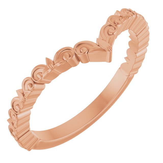 14K Rose Vintage-Inspired "V" Ring   
