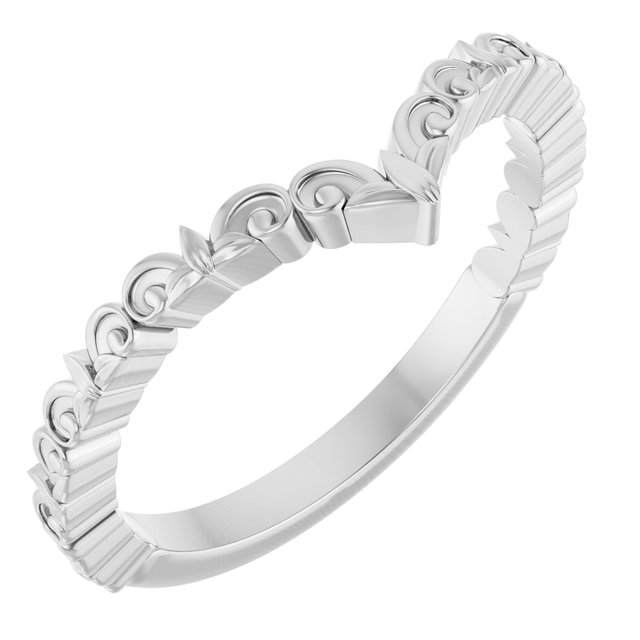 14K White Vintage-Inspired V Ring   