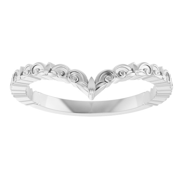 14K White Vintage-Inspired V Ring   