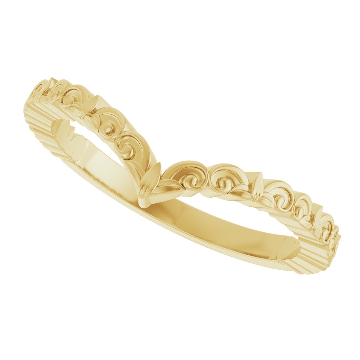 14K Yellow Vintage-Inspired V Ring   