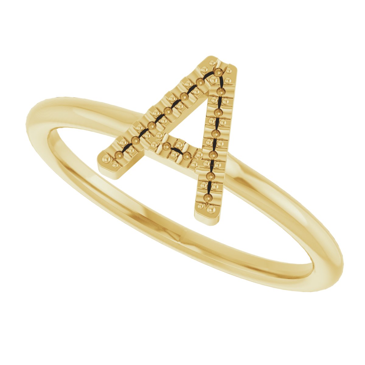 14K Yellow .07 CTW Diamond Initial A Ring