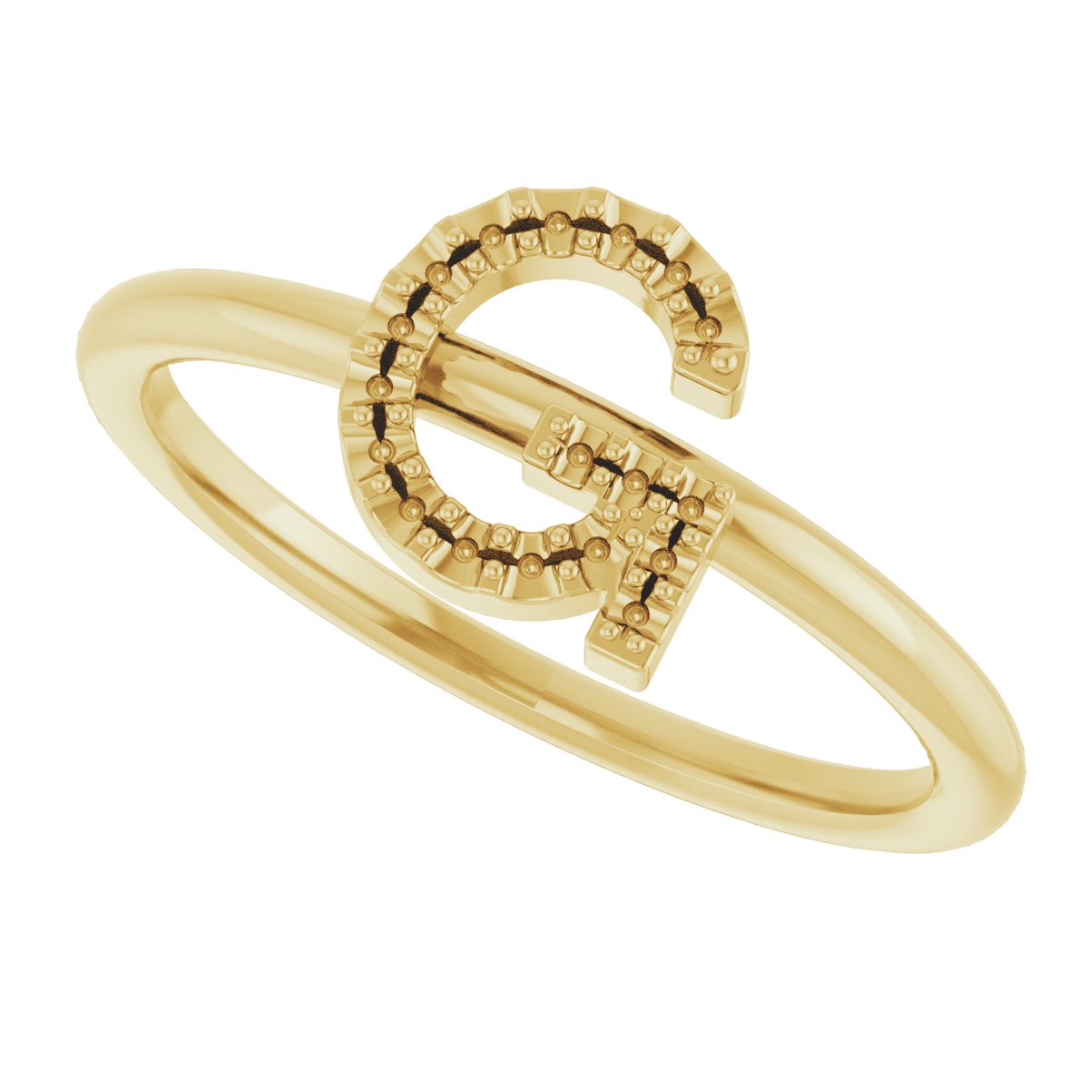 14K Yellow .06 CTW Natural Diamond Initial G Ring