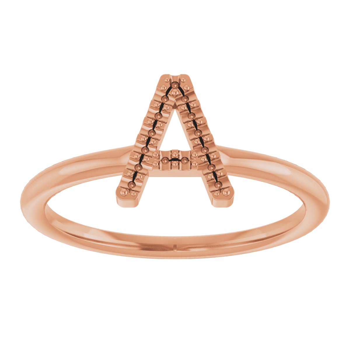 14K Rose .06 CTW Natural Diamond Initial A Ring