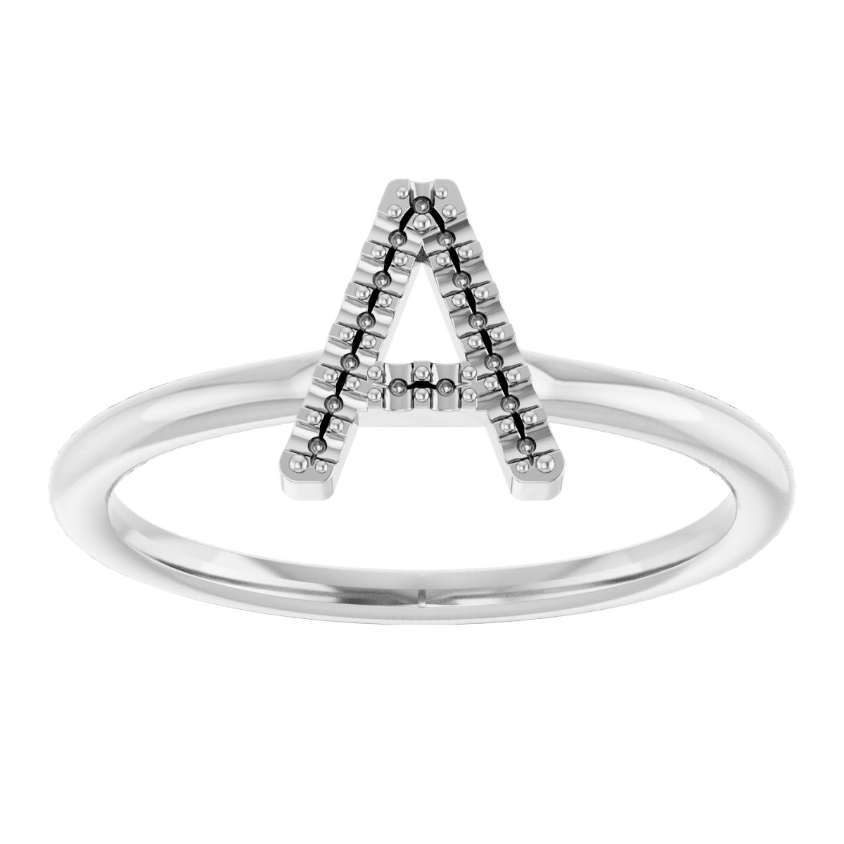 14K White .06 CTW Diamond Initial A Ring