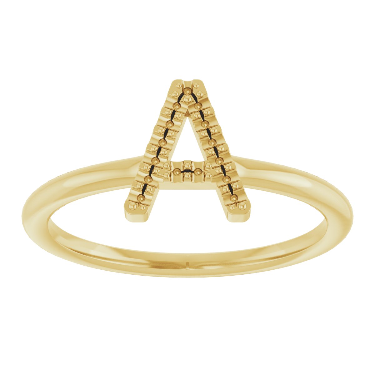 14K Yellow .06 CTW Natural Diamond Initial A Ring