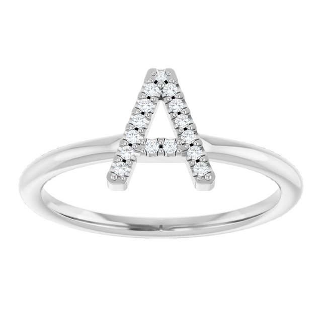 Sterling Silver .06 CTW Natural Diamond Initial A Ring