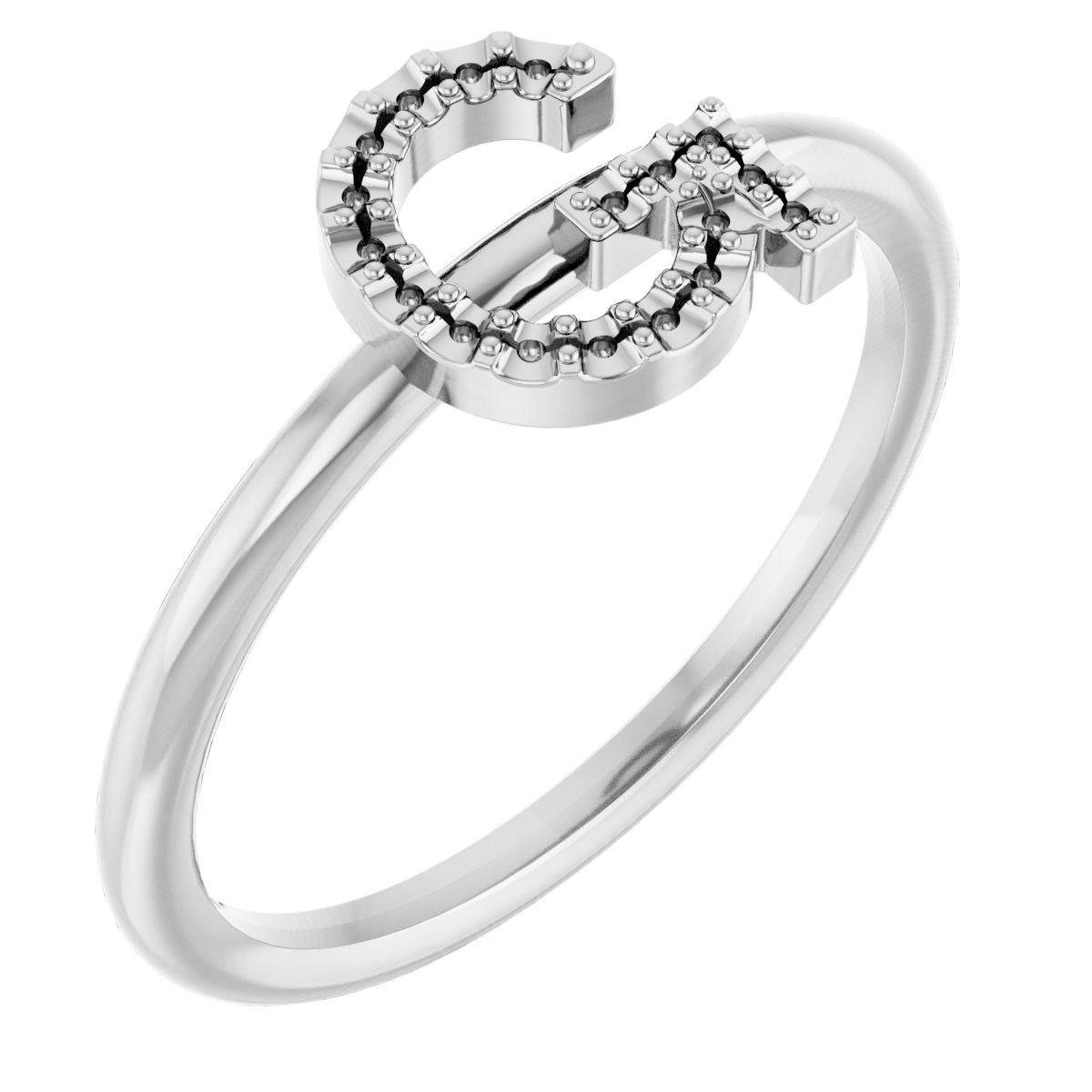 Platinum Accented Initial G Ring Mounting