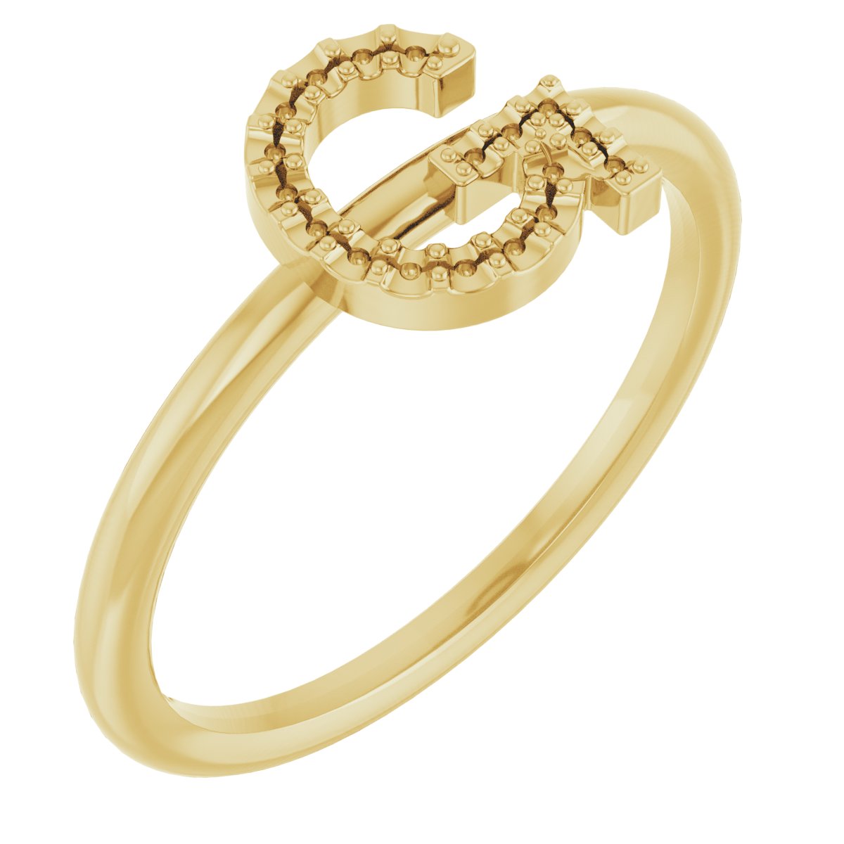 14K Yellow .06 CTW Natural Diamond Initial G Ring