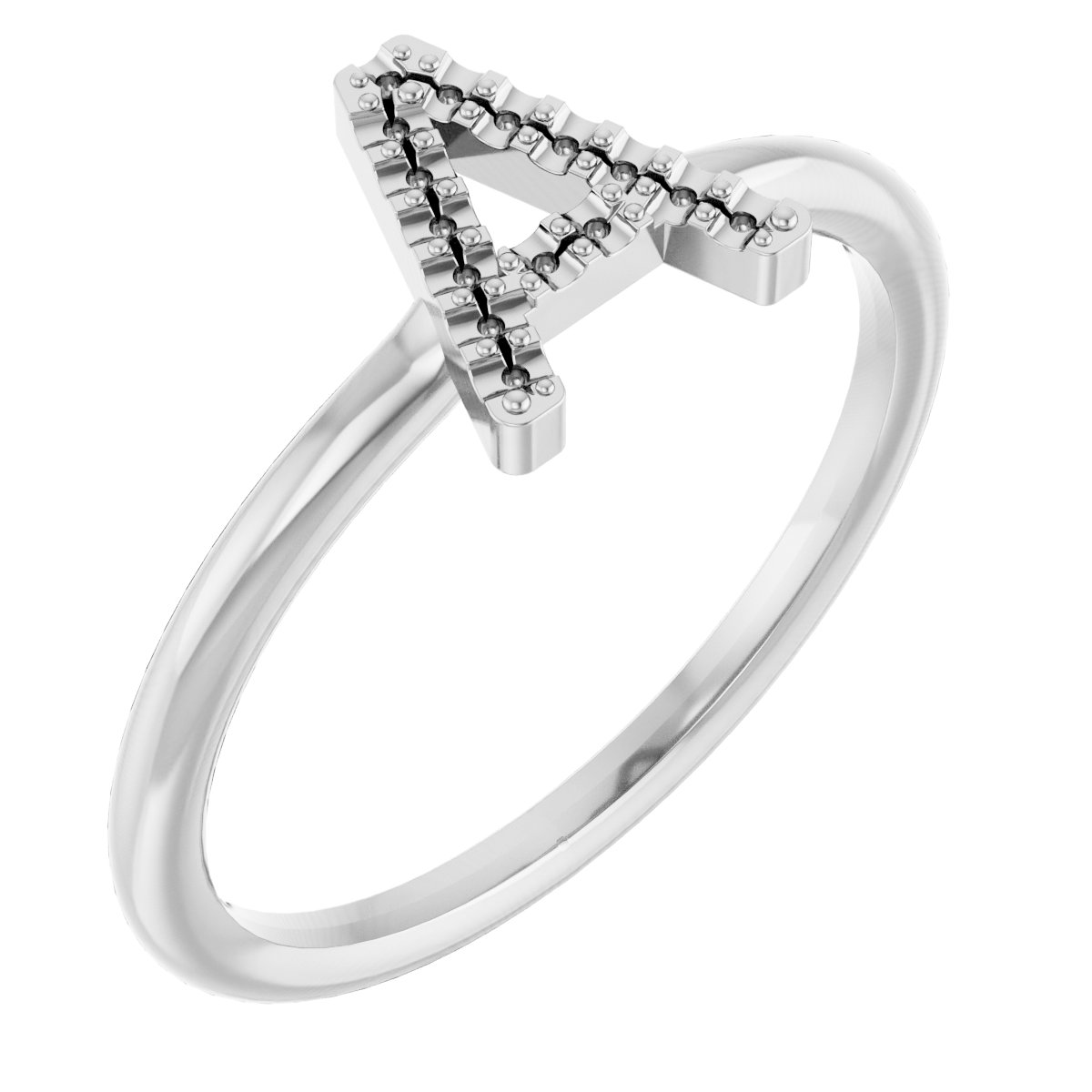 Sterling Silver .06 CTW Natural Diamond Initial A Ring