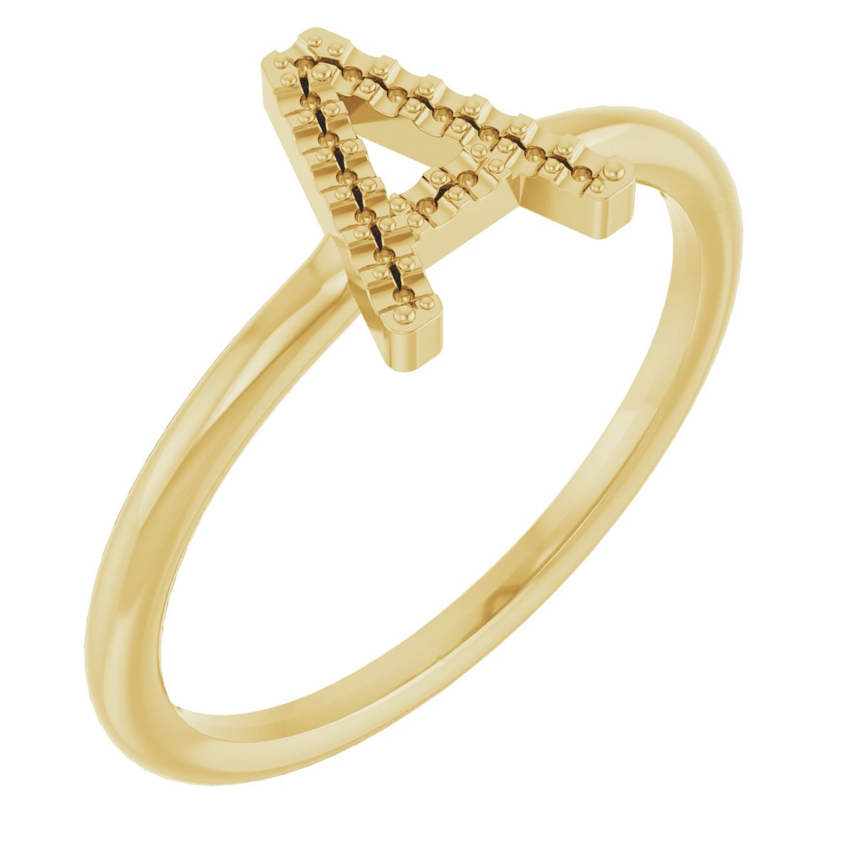 14K Yellow .07 CTW Diamond Initial A Ring