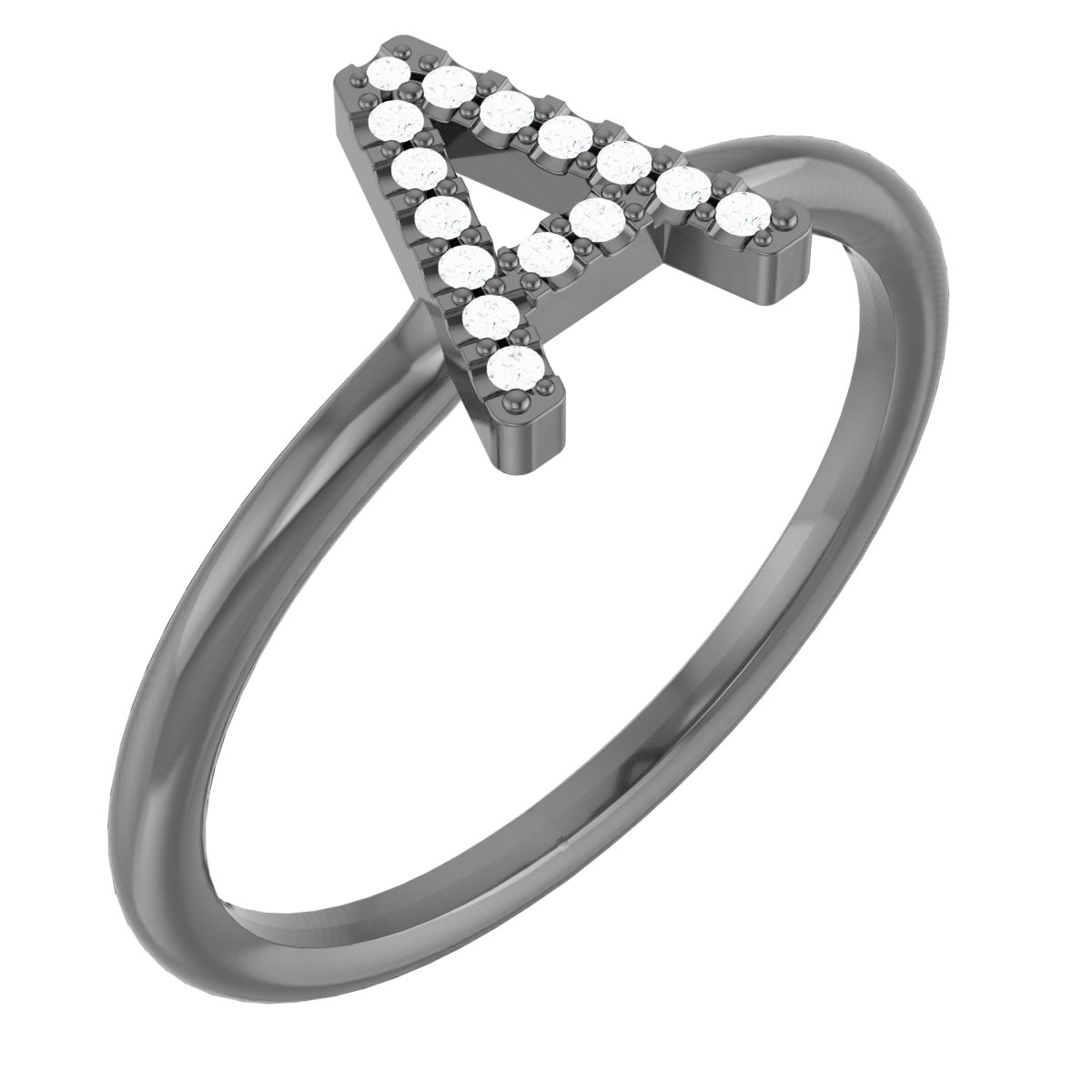 Sterling Silver .06 CTW Natural Diamond Initial A Ring