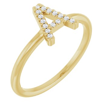 14K Yellow .07 CTW Diamond Initial A Ring Ref. 15158435