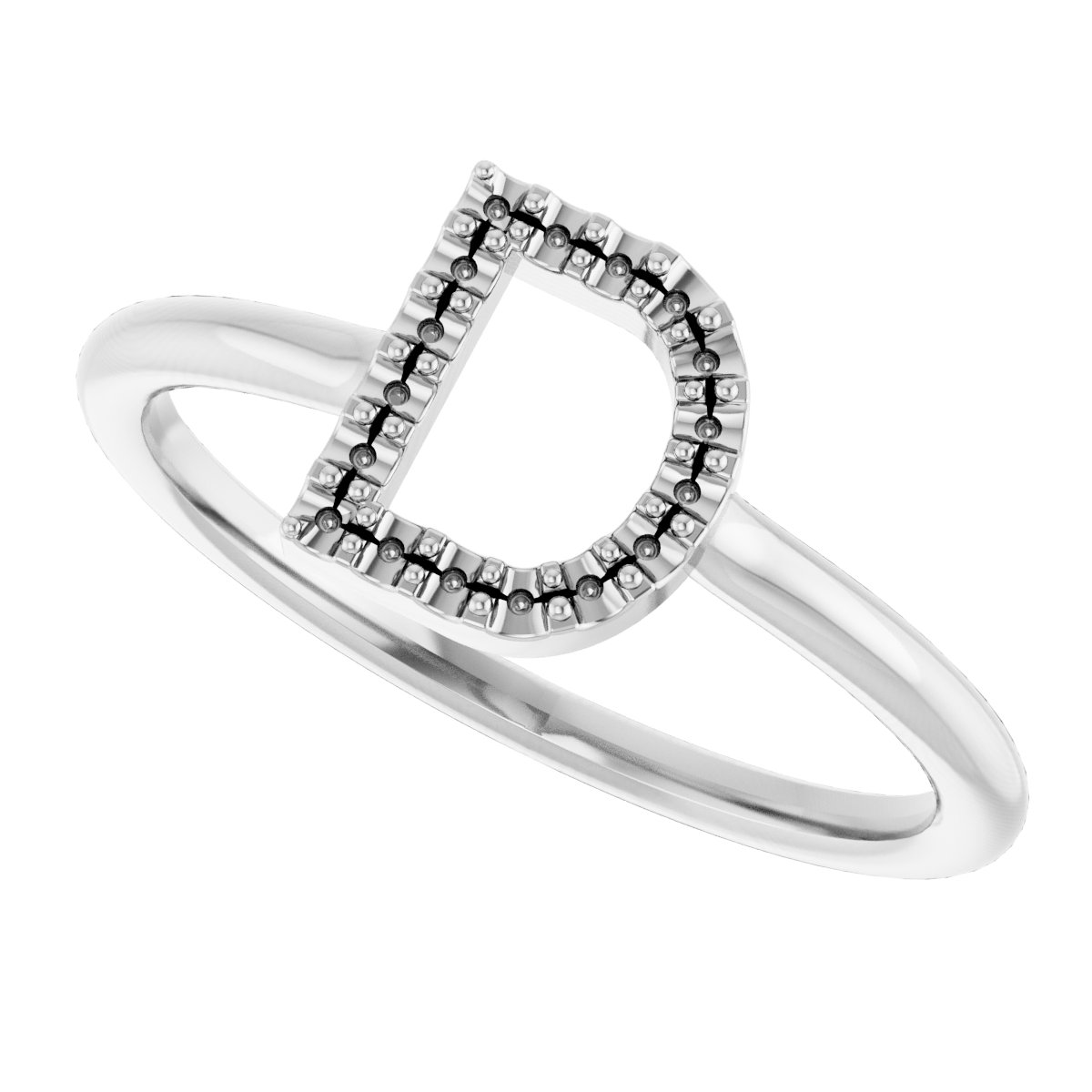 14K White .06 CTW Diamond Initial D Ring