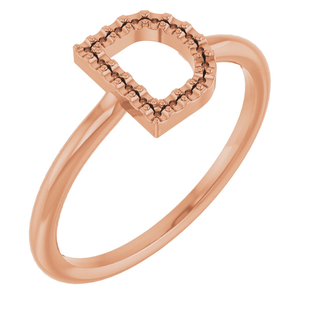 18K Rose Accented Initial D Ring Mounting