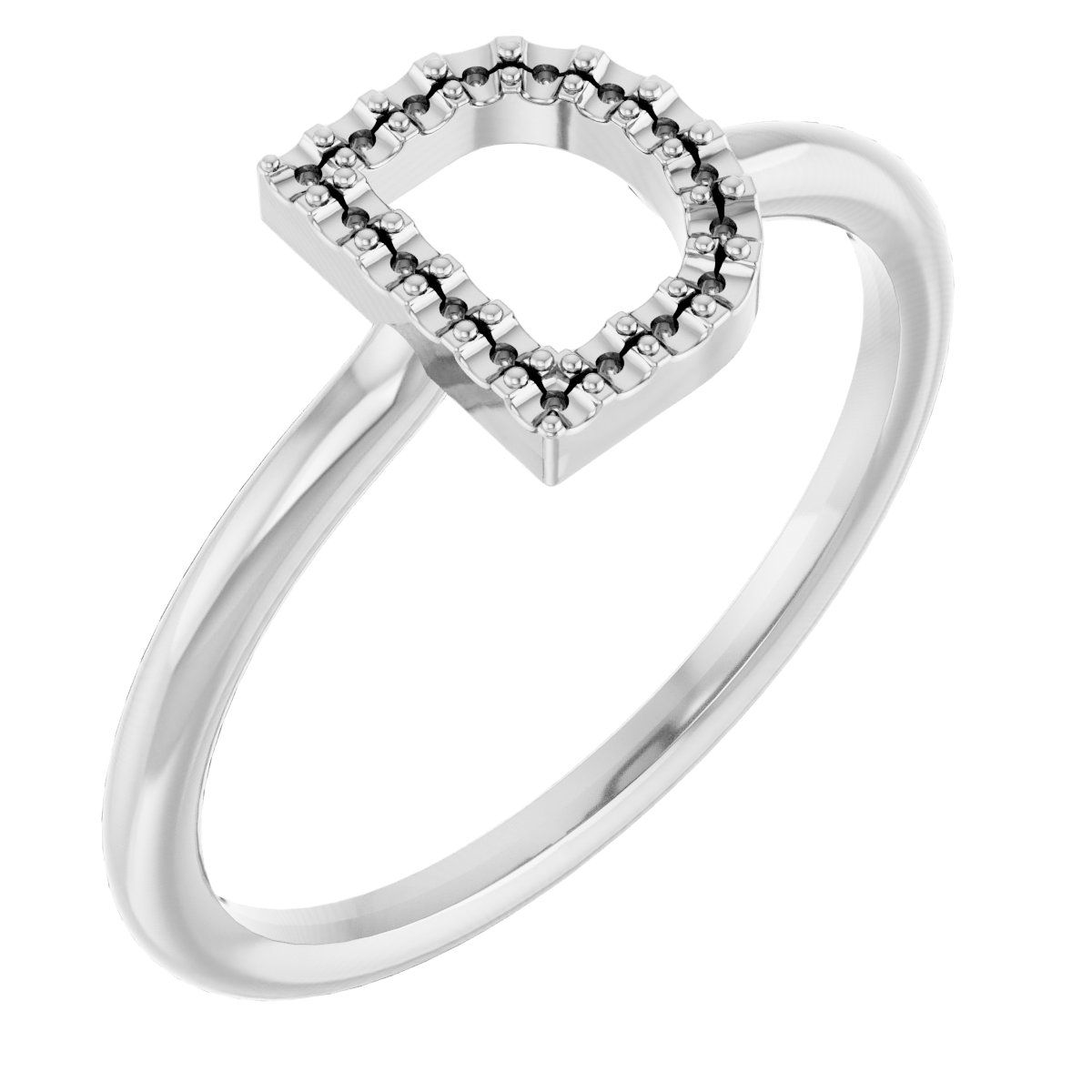 14K White .06 CTW Diamond Initial D Ring