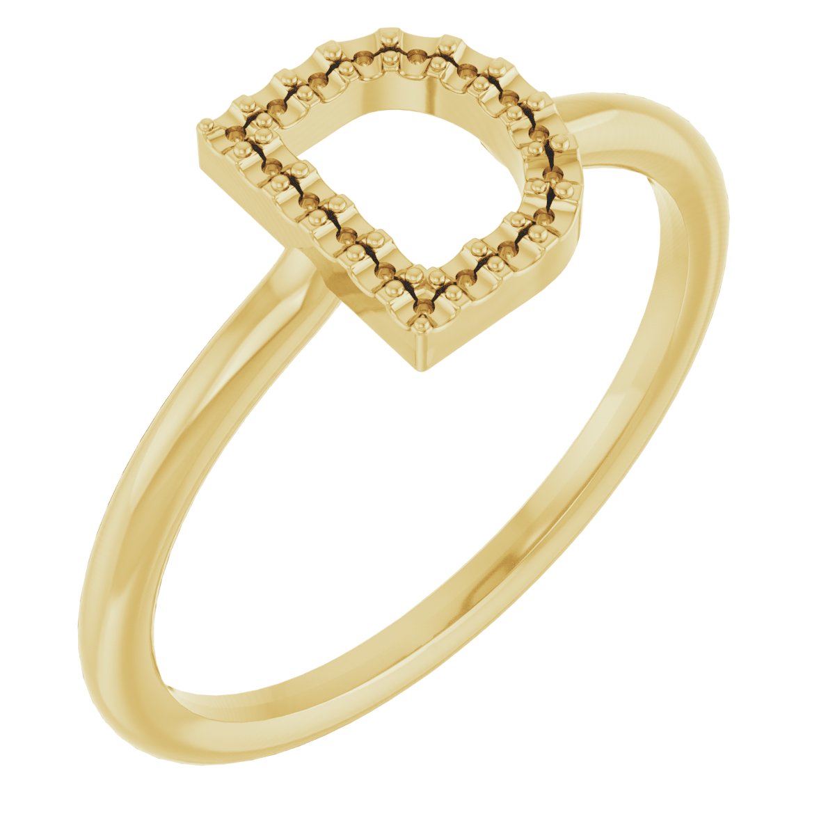 14K Yellow .08 CTW Diamond Initial D Ring