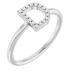 14K White .06 CTW Natural Diamond Initial D Ring