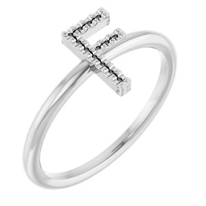 10K White Accented Initial F Ring Mounting