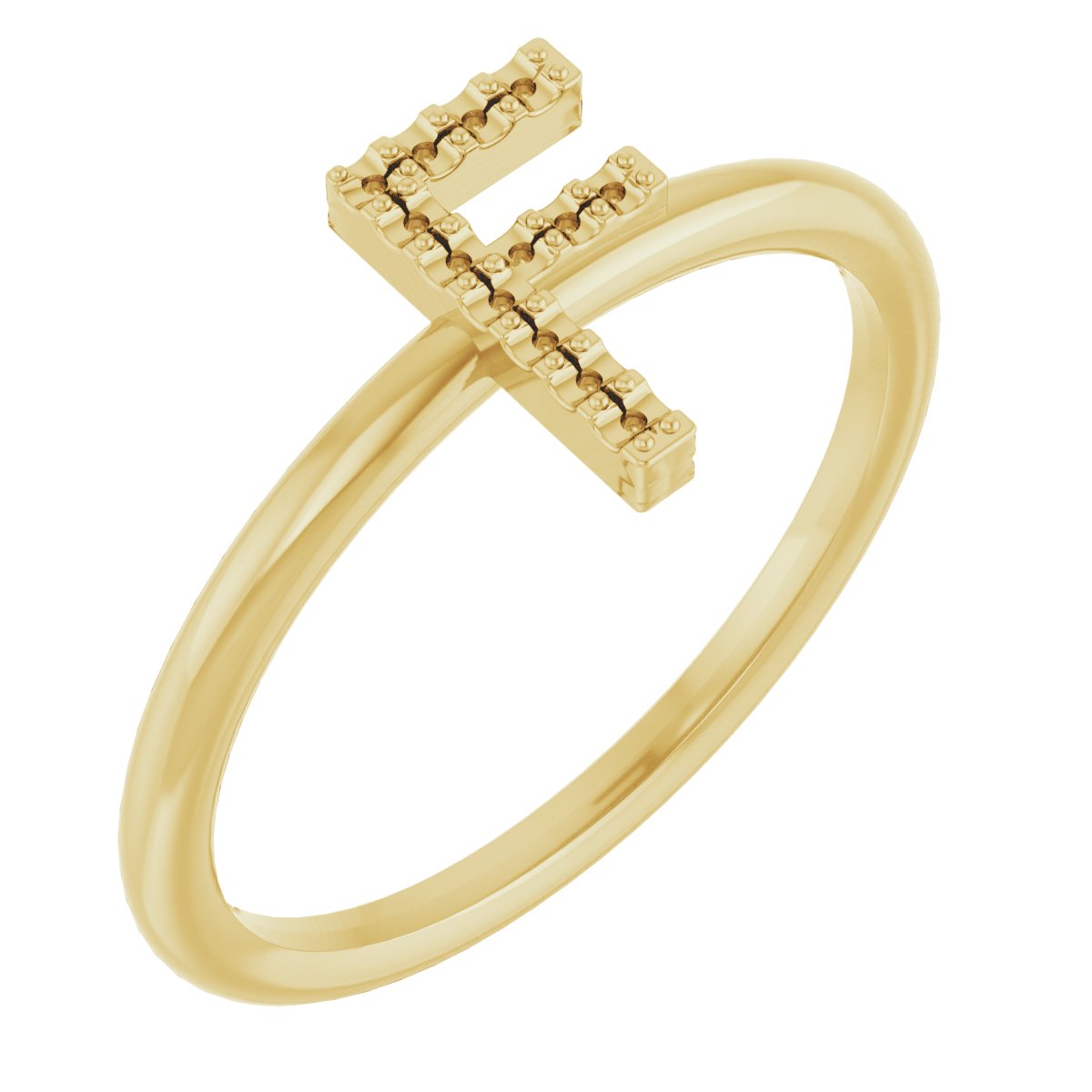 14K Yellow .05 CTW Natural Diamond Initial F Ring