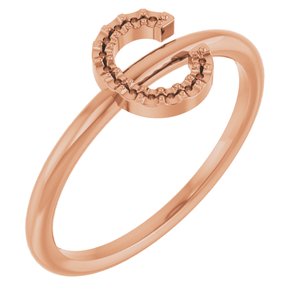 14K Rose Accented Initial C Ring Mounting