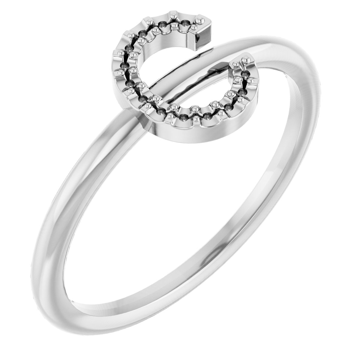 14K White .05 CTW Diamond Initial C Ring