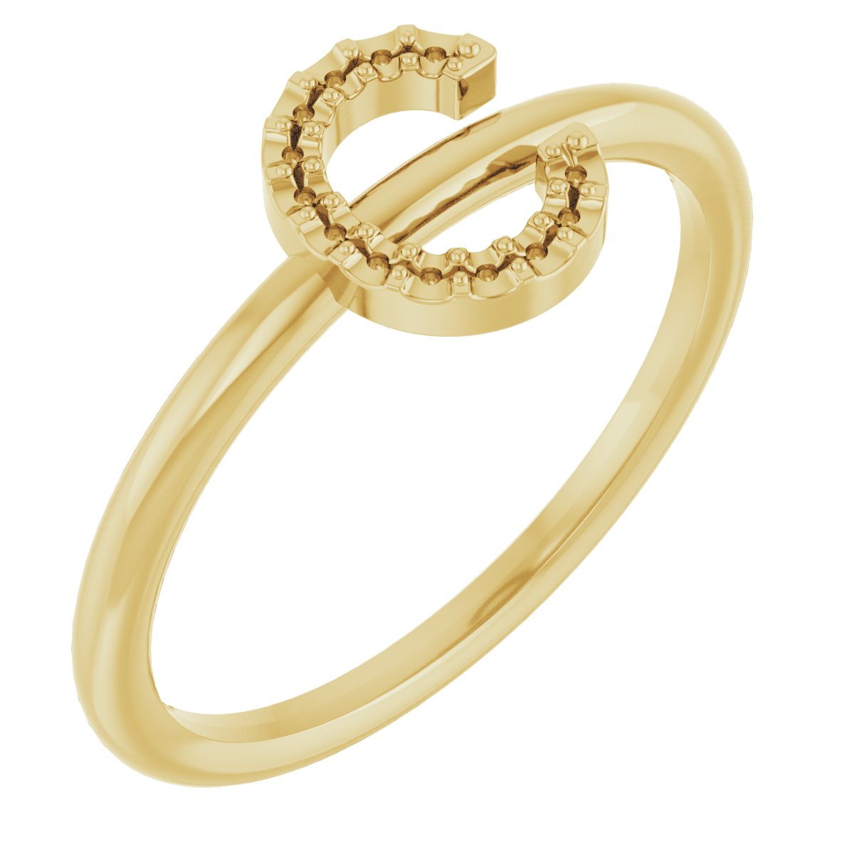 14K Yellow .05 CTW Natural Diamond Initial C Ring