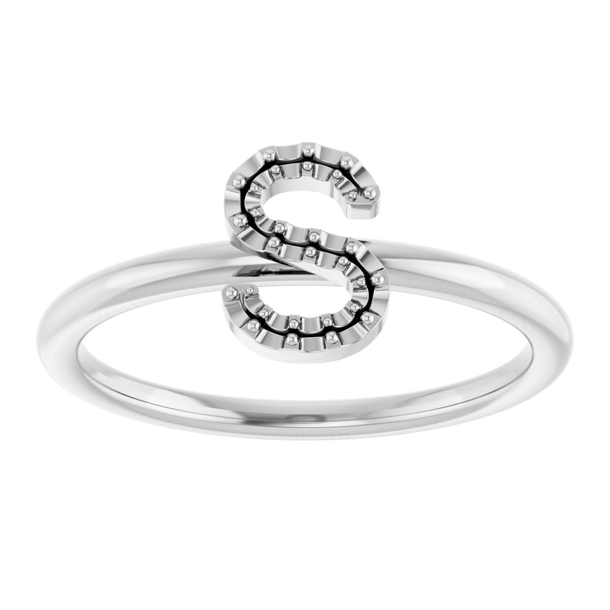 14K White .05 CTW Natural Diamond Initial S Ring