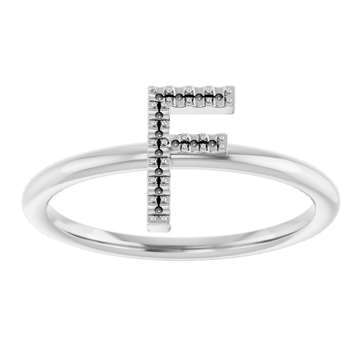 14K White .06 CTW Diamond Initial F Ring