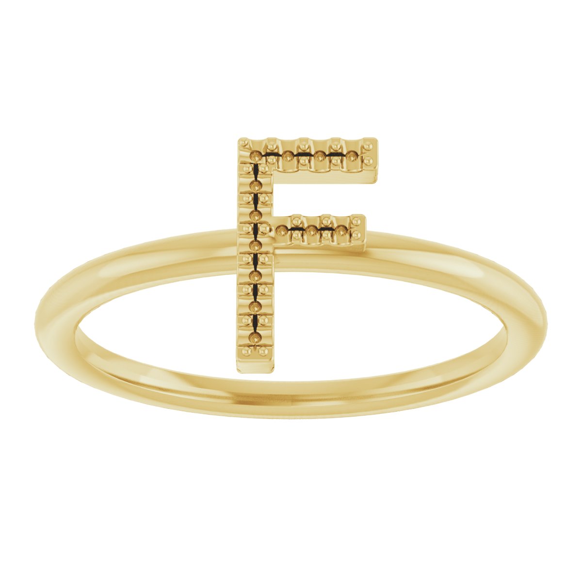 14K Yellow .06 CTW Diamond Initial F Ring