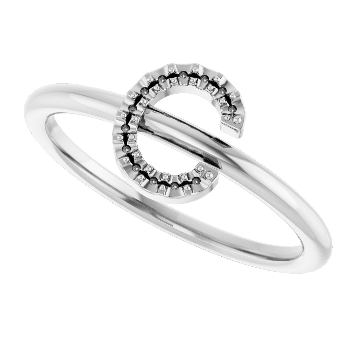 14K White .05 CTW Diamond Initial C Ring