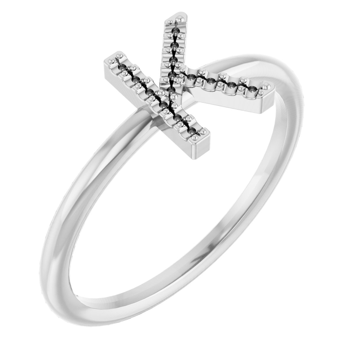 14K White .05 CTW Diamond Initial K Ring