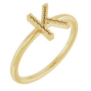 14K Yellow Accented Initial K Ring Mounting