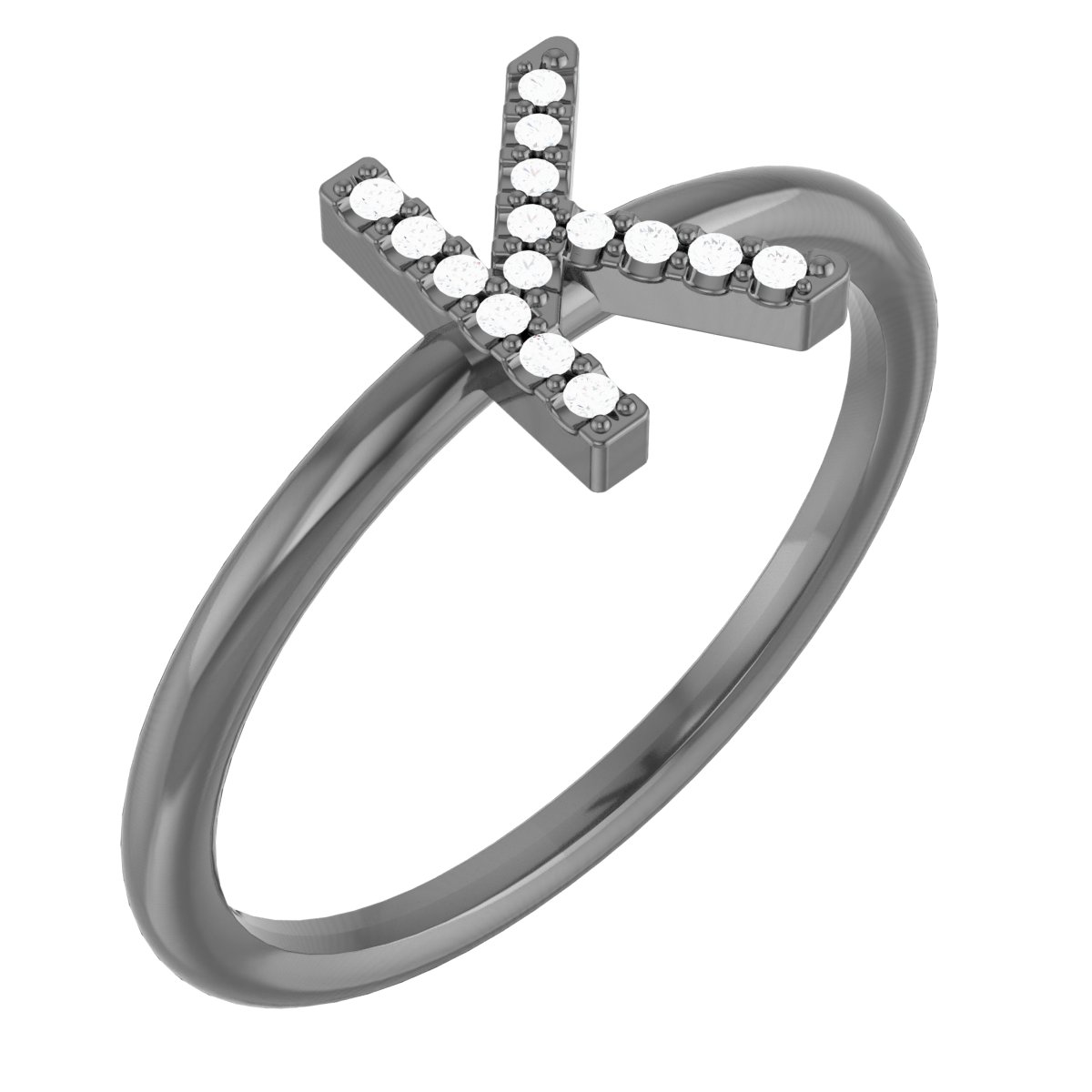Sterling Silver .06 CTW Diamond Initial K Ring Ref. 15158752