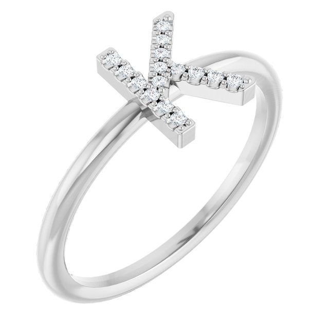 14K White .05 CTW Diamond Initial K Ring