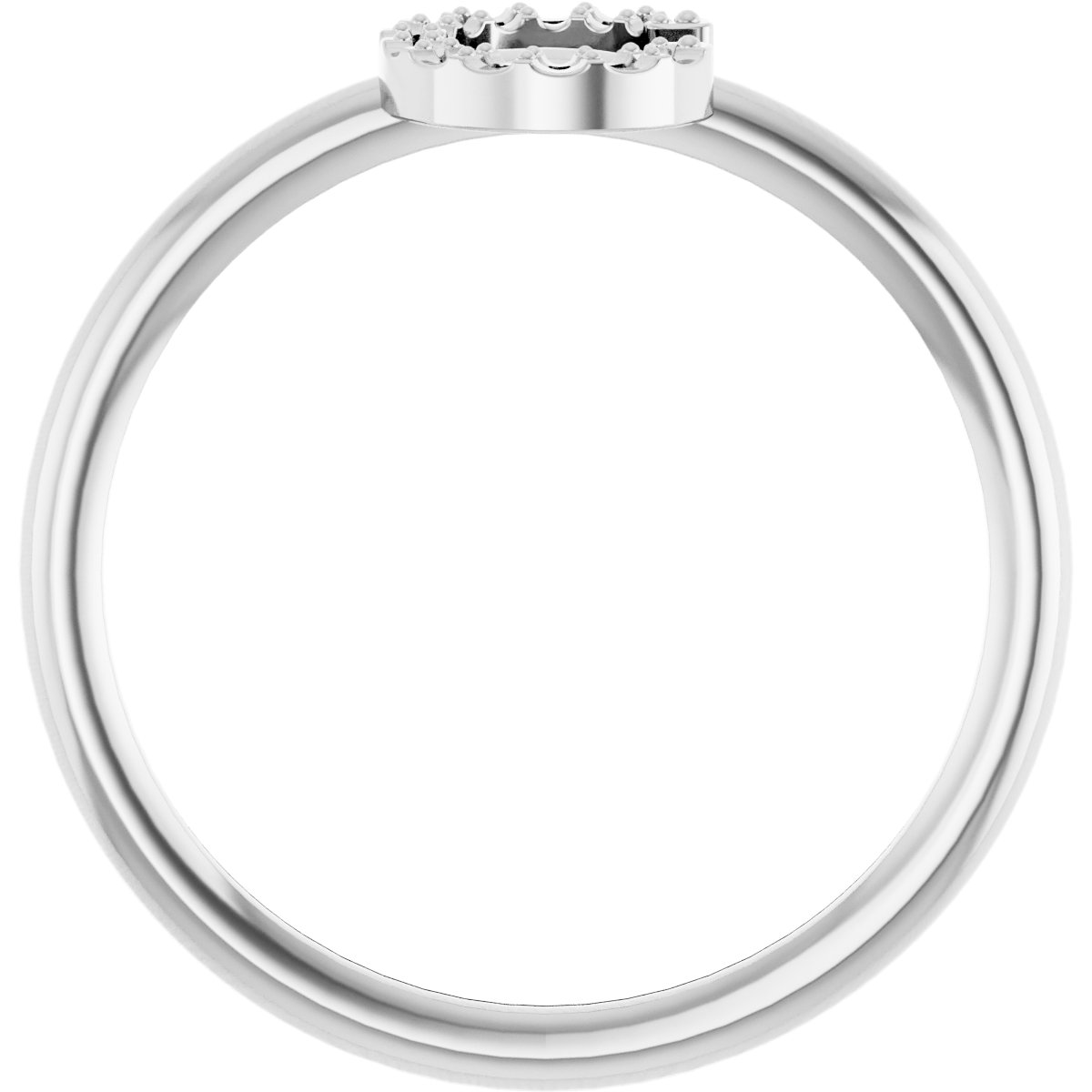 14K White .05 CTW Diamond Initial C Ring