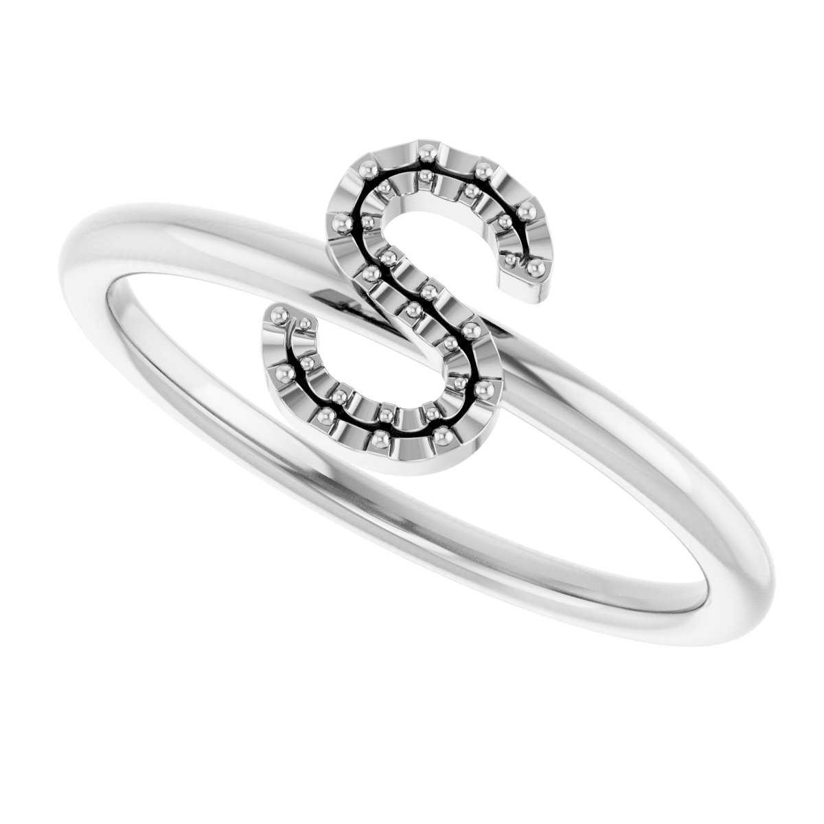 14K White .05 CTW Natural Diamond Initial S Ring