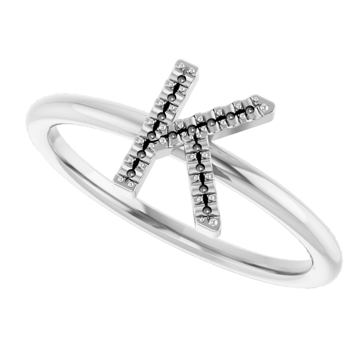 14K White .05 CTW Diamond Initial K Ring