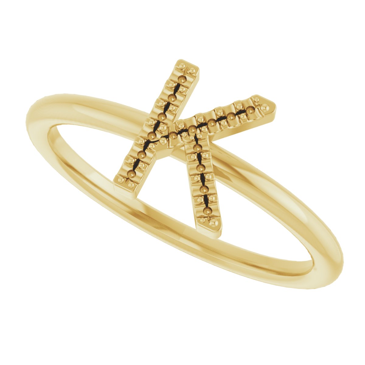 14K Yellow .06 CTW Diamond Initial K Ring