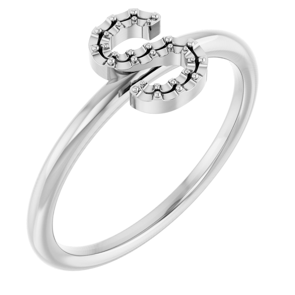 14K White .07 CTW Diamond Initial S Ring