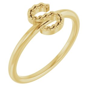 14K Yellow Accented Initial S Ring Mounting