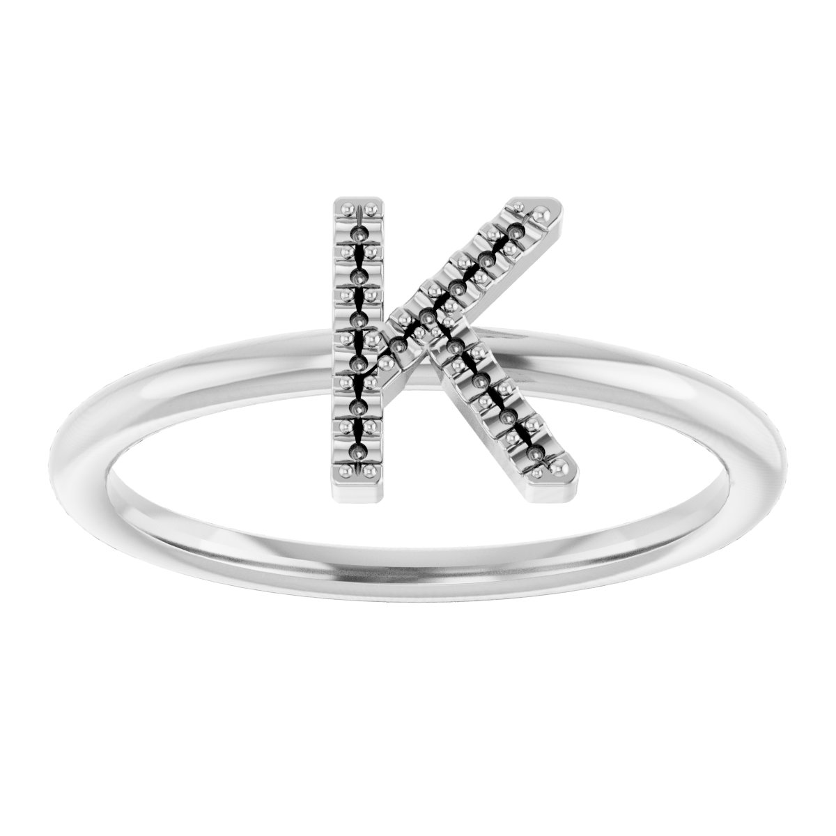 14K White .05 CTW Diamond Initial K Ring