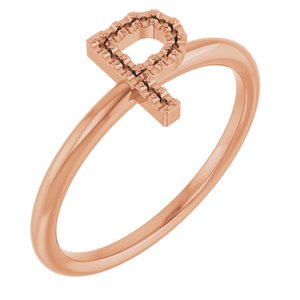 18K Rose Accented Initial P Ring Mounting